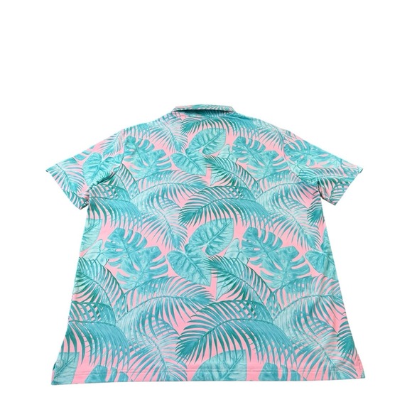 Sunday Swagger Pink Blue Tropical AOP Golf Polo Size XL Mint - Picture 3 of 6